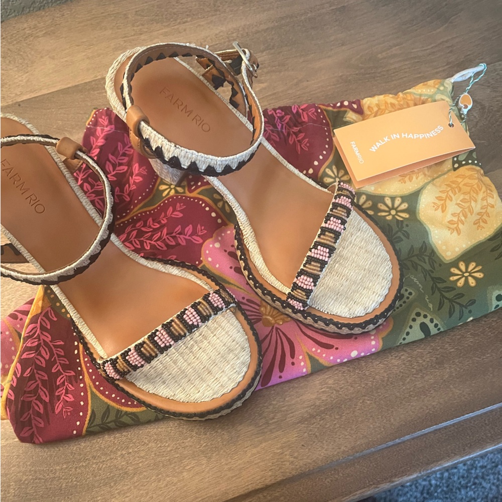 FARM Rio beaded heel platform sandals
